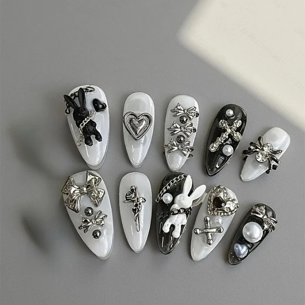 10pcs personalized black and w - огляд і ціна Nail Art Gothic