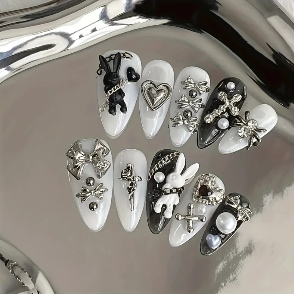 10pcs personalized black and w - огляд і ціна Nail Art Gothic