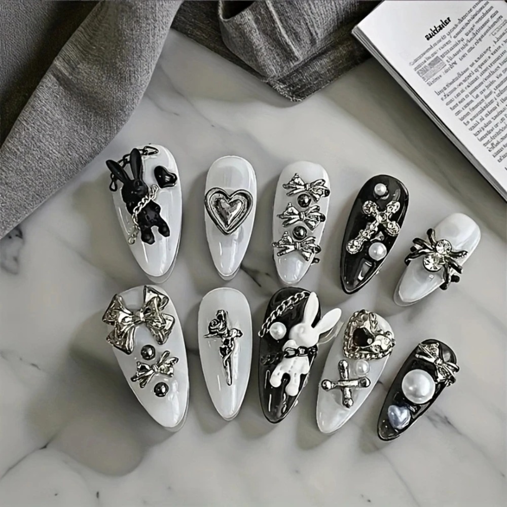 10pcs personalized black and w - огляд і ціна Nail Art Gothic