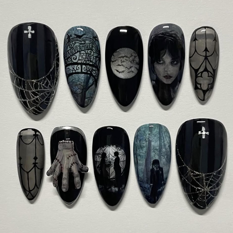 24pcs Dark Gothic Punk Fake Na - огляд і ціна Nail Art Gothic
