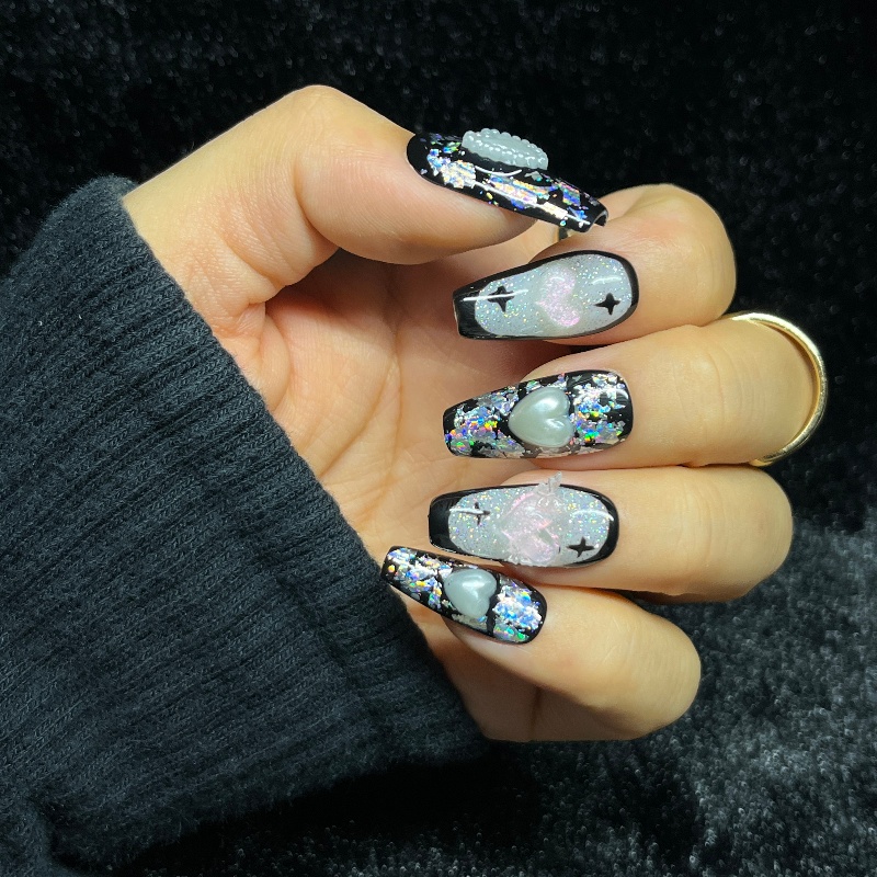 10PCS Gothic Black Press on Na - огляд і ціна Nail Art Gothic