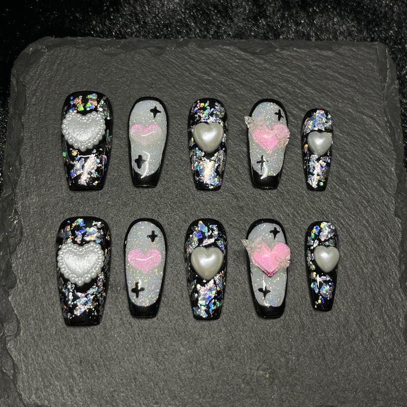 10PCS Gothic Black Press on Na - огляд і ціна Nail Art Gothic